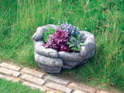 Large|Round^Statues & Sculptures Giant Cupped Hands Stone Garden Planter