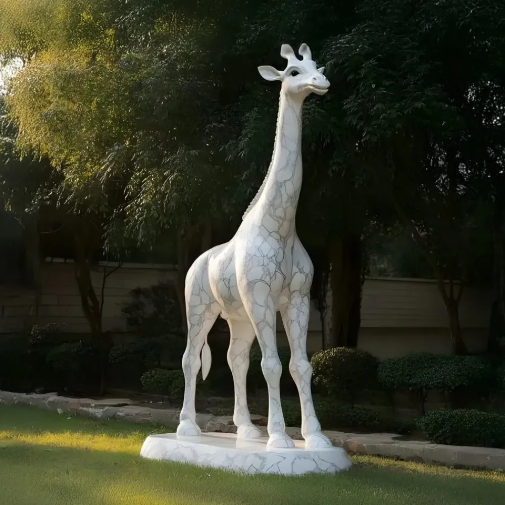 Wildlife|Modern^Statues & Sculptures Gigantic Giraffe 350cm White Marble Garden Statue v5