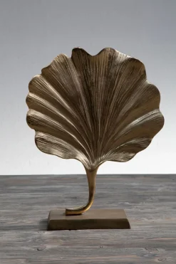 Table Top|Contemporary^Statues & Sculptures Ginkgo Leaf 28cm Gold Metal Indoor Sculpture