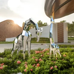 Wildlife|Contemporary^Statues & Sculptures Giraffe 200cm Geometric Metal Garden Sculpture