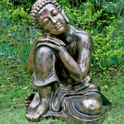 Buddha^Statues & Sculptures Gold Sleeping Deity Marble Resin Garden Ornament