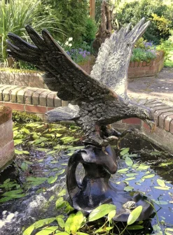 Eagles^Statues & Sculptures Golden Eagle on Wave Bronze Garden Statue