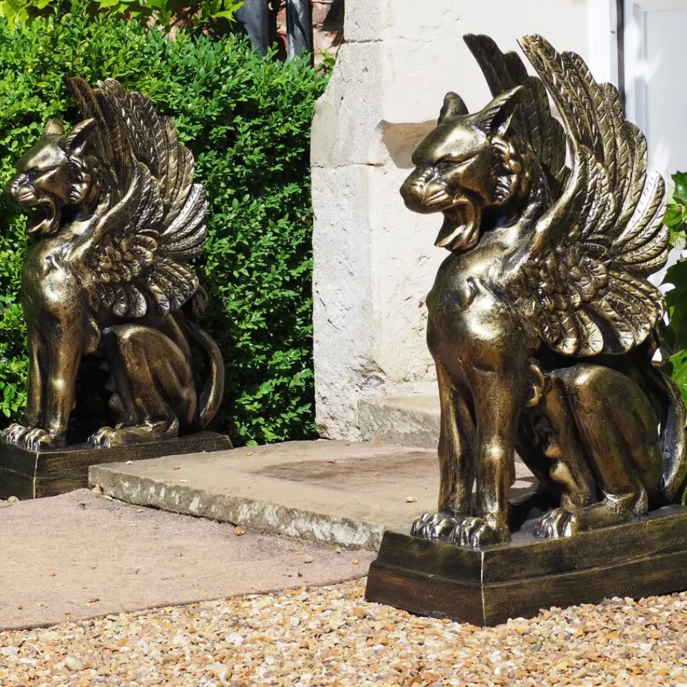 Griffins^Statues & Sculptures Gothic Griffins Bronze Metal Garden Statues