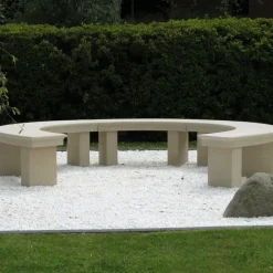 Stone Benches^Statues & Sculptures Grand Curved Modern Stone Garden Bench
