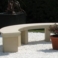 Stone Benches^Statues & Sculptures Grand Curved Modern Stone Garden Bench
