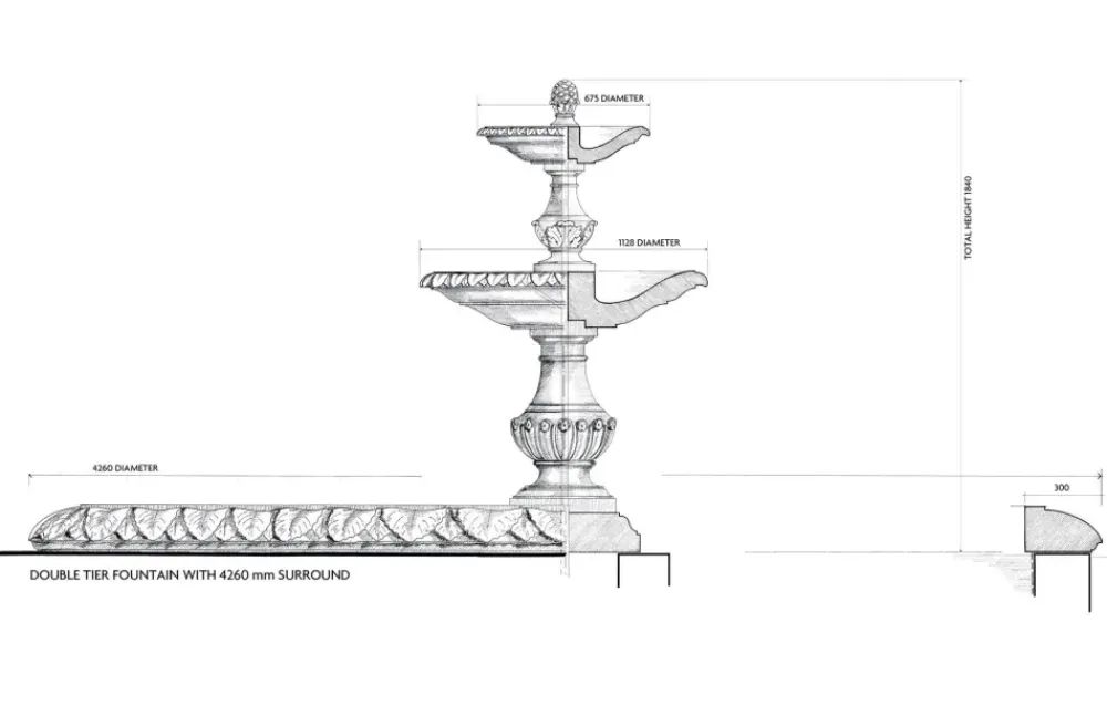 Water Features^Statues & Sculptures Grand Double Tier 4m Emerald Marble Stone Water Fountain Feature