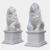 Lions|Modern^Statues & Sculptures Grand Lion 180cm White Marble Garden Statue