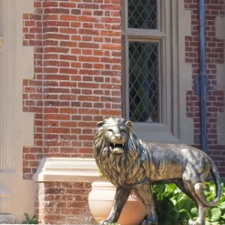 Wildlife|Lions^Statues & Sculptures Grand Lion Left Facing Bronze Metal Garden Statue