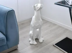 Floor Standing|Animals^Statues & Sculptures Guardian Greyhound 81cm White Resin Indoor Sculpture