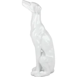 Floor Standing|Animals^Statues & Sculptures Guardian Greyhound 81cm White Resin Indoor Sculpture