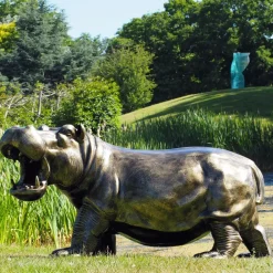 Wildlife^Statues & Sculptures Happy Hippo Bronze Metal Garden Statue