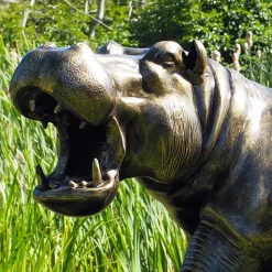 Wildlife^Statues & Sculptures Happy Hippo Bronze Metal Garden Statue