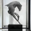 Floor Standing|Abstract^Statues & Sculptures Harmonic Horse 160cm Silver Metal Garden Sculpture v2
