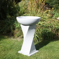 Bird Baths^Statues & Sculptures Helix Contemporary Granite Resin Garden Birdbath