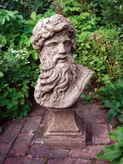 Roman^Statues & Sculptures Hercules Head Bust Stone Garden Ornament