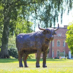 Farm^Statues & Sculptures Highland Cow Bronze Metal Garden Statue