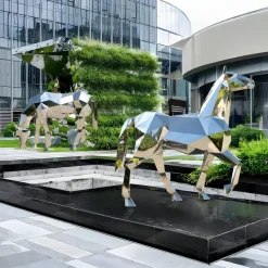 Wildlife|Horses^Statues & Sculptures Horse 182cm Geometric Metal Garden Sculpture