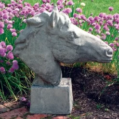 Horses^Statues & Sculptures Horse's Head Stone Garden Ornament