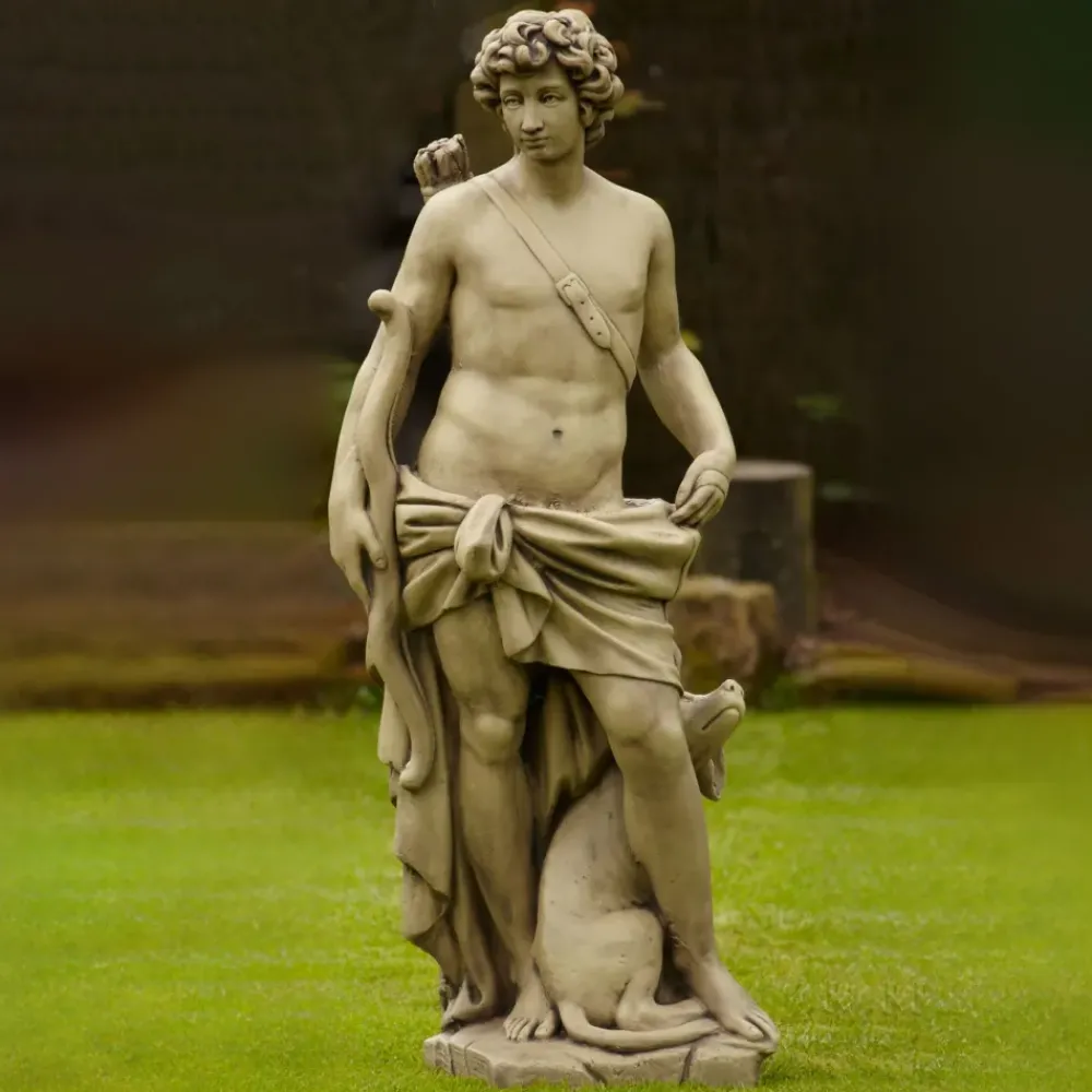 Roman^Statues & Sculptures Hunter & Dog Stone Stone Garden Statue