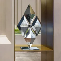Floor Standing|Low Poly^Statues & Sculptures Hyper Prism 103cm Silver Geometric Metal Indoor Sculpture