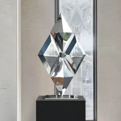 Floor Standing|Low Poly^Statues & Sculptures Hyper Prism 103cm Silver Geometric Metal Indoor Sculpture