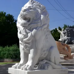 Lions|Modern^Statues & Sculptures Imperial Lion 150cm White Marble Garden Statue