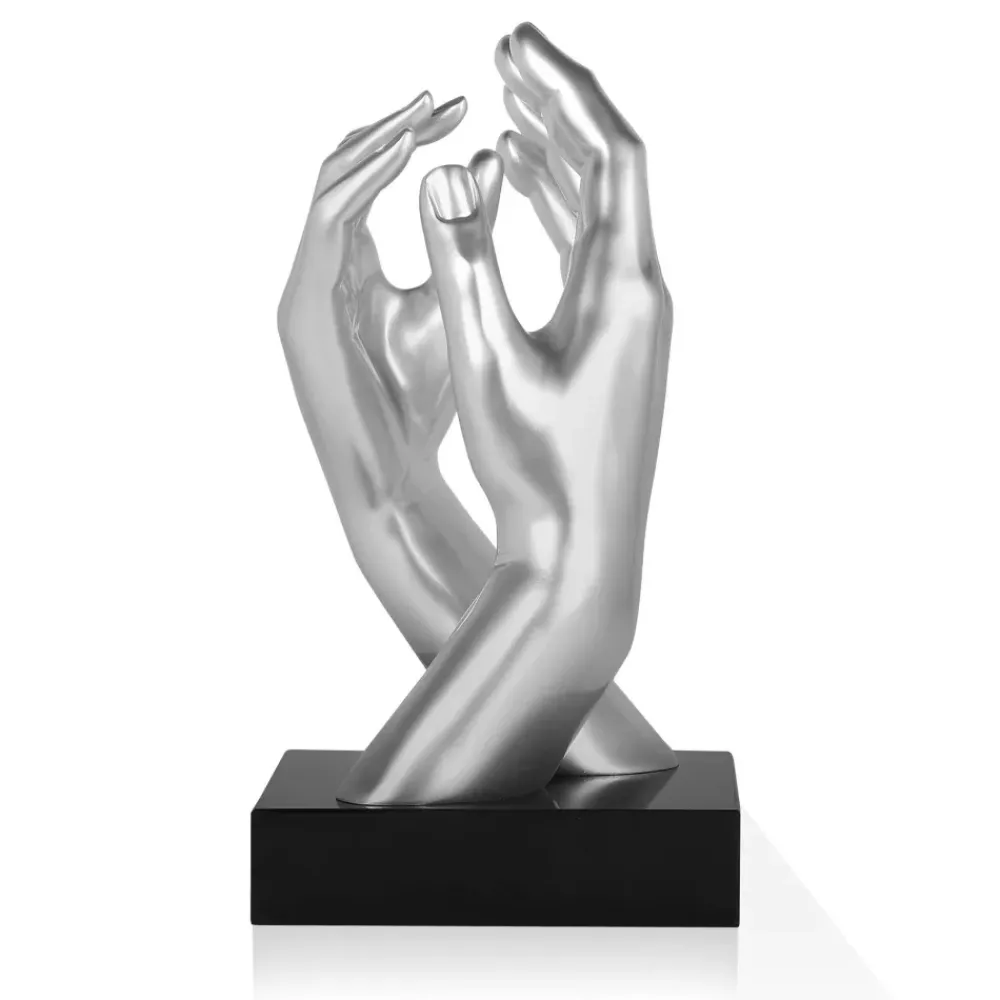 Table Top|Contemporary^Statues & Sculptures Infinite Touch 36cm Silver Resin Indoor Sculpture