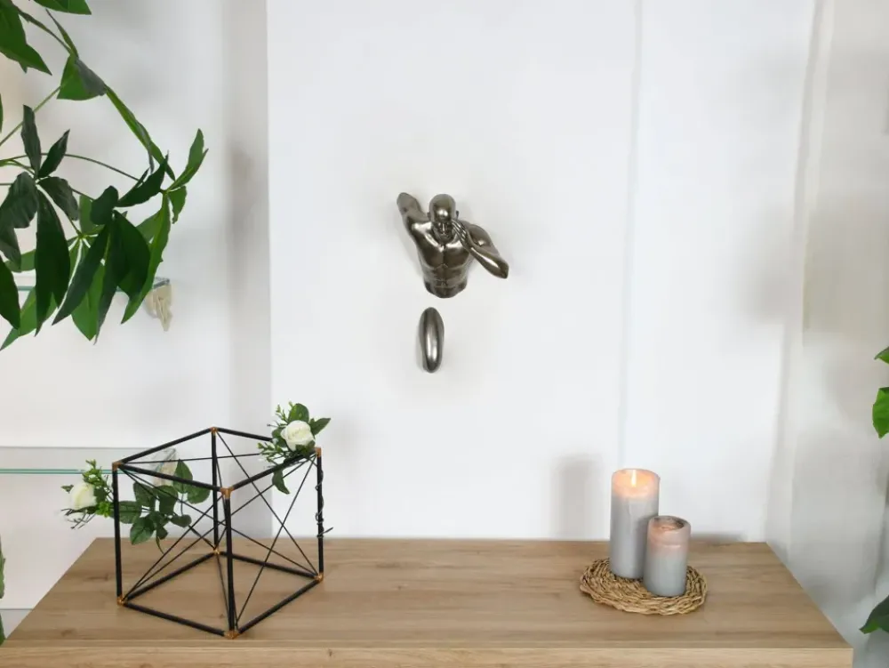 Figurative|Wall Art^Statues & Sculptures Infinity Man 28cm Anthracite Resin Wall Sculpture