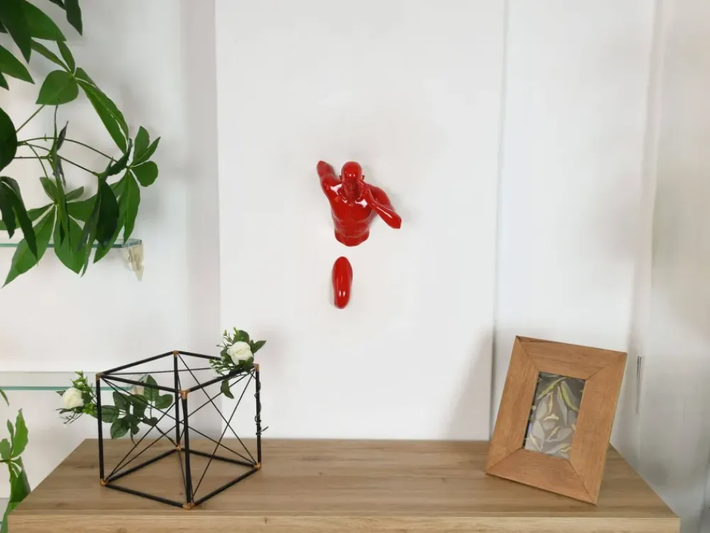 Figurative|Wall Art^Statues & Sculptures Infinity Man 28cm Red Resin Wall Sculpture