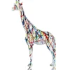 Floor Standing|Animals^Statues & Sculptures Inked Giraffe 100cm Multicolour Resin Indoor Sculpture