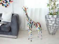 Floor Standing|Animals^Statues & Sculptures Inked Giraffe 100cm Multicolour Resin Indoor Sculpture