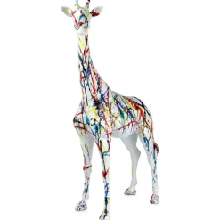 Floor Standing|Animals^Statues & Sculptures Inked Giraffe 100cm Multicolour Resin Indoor Sculpture