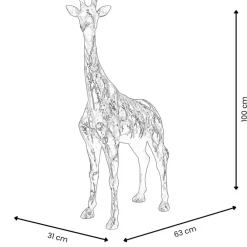 Floor Standing|Animals^Statues & Sculptures Inked Giraffe 100cm Multicolour Resin Indoor Sculpture