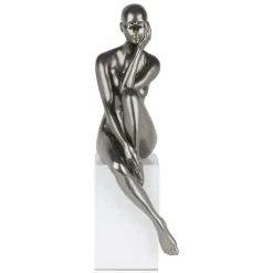 Figurative|Floor Standing^Statues & Sculptures Introspective 74cm Anthracite Resin Indoor Sculpture