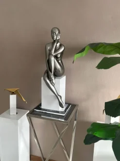 Figurative|Floor Standing^Statues & Sculptures Introspective 74cm Anthracite Resin Indoor Sculpture