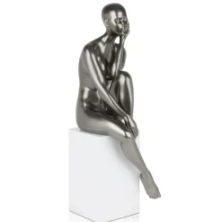 Figurative|Floor Standing^Statues & Sculptures Introspective 74cm Anthracite Resin Indoor Sculpture