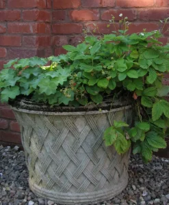 Large|Round^Statues & Sculptures Jardinier Basket Weave 40cm Stone Garden Planter