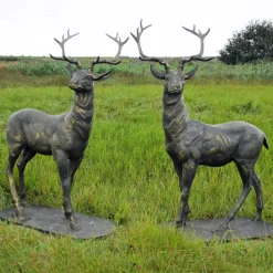 Stags & Deers^Statues & Sculptures Large Life Size Pair of Bronze Stags Sculptures - Deer Garden Ornaments