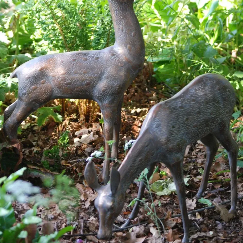 Stags & Deers^Statues & Sculptures Large Stag & Doe Deer Bronze Garden Statues