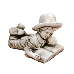 Children^Statues & Sculptures Laying Reading Boy 36cm Stone Resin Garden Statue