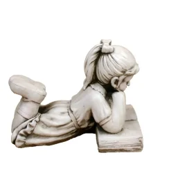 Children^Statues & Sculptures Laying Reading Girl 34cm Stone Resin Garden Statue