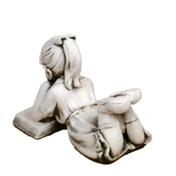 Children^Statues & Sculptures Laying Reading Girl 34cm Stone Resin Garden Statue