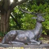 Stags & Deers^Statues & Sculptures Laying Stag Life-Size Bronze Metal Garden Statue
