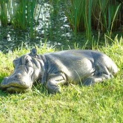 Wildlife^Statues & Sculptures Lazy Hippo Bronze Metal Garden Statue