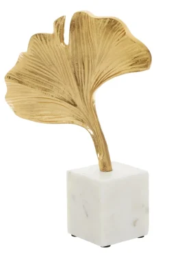 Table Top|Contemporary^Statues & Sculptures Leaf of Light 30cm Gold Metal Indoor Sculpture