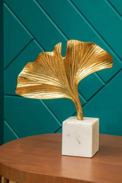 Table Top|Contemporary^Statues & Sculptures Leaf of Light 30cm Gold Metal Indoor Sculpture