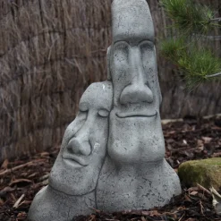 Easter Island Heads^Statues & Sculptures Leaning Easter Island Heads Stone Garden Ornament