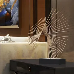 Table Top|Abstract^Statues & Sculptures Linear Motion 64cm Silver Metal Indoor Sculpture