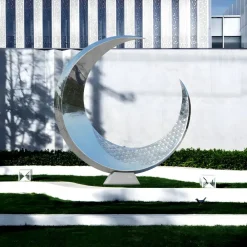 Floor Standing|Abstract^Statues & Sculptures Lunar Orbit 120cm Silver Metal Indoor Sculpture