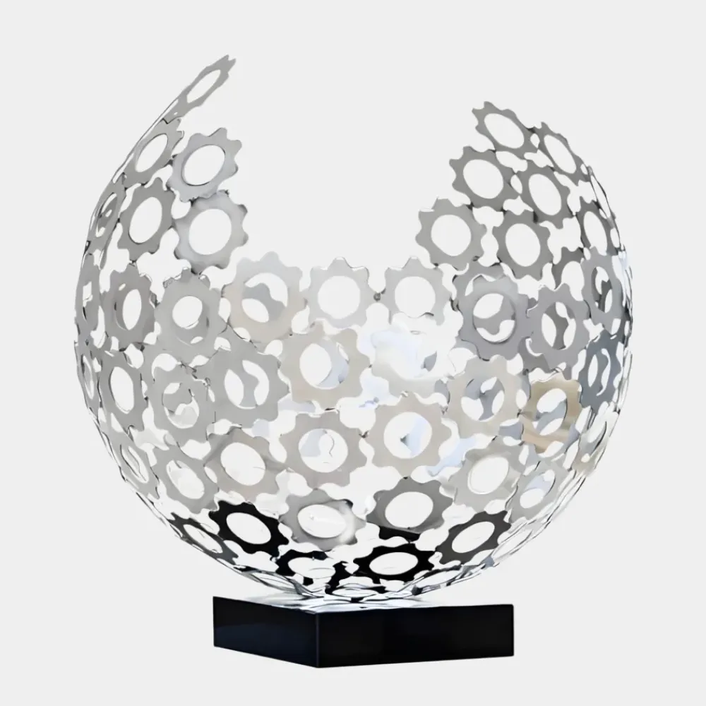 Table Top|Abstract^Statues & Sculptures Lunar Sphere 44cm Silver Metal Indoor Sculpture